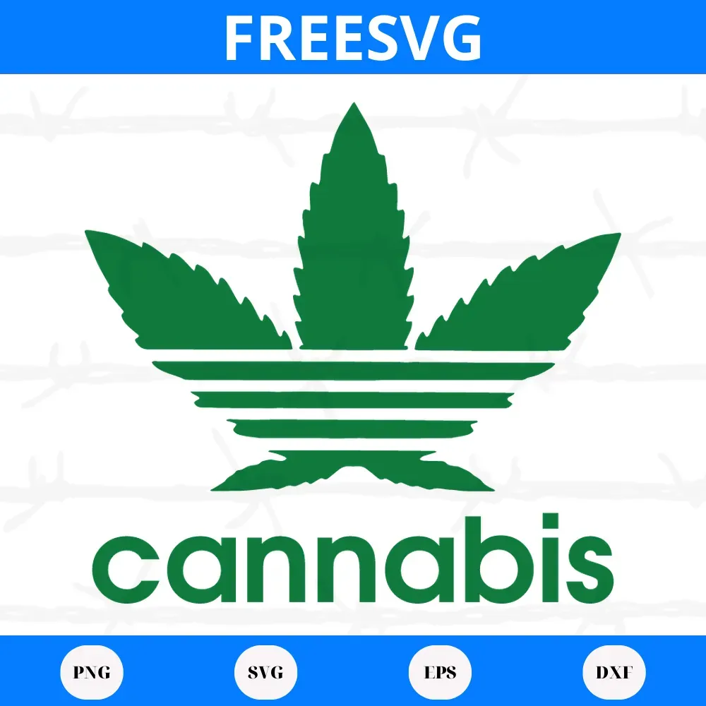 Cannabis Adidas Logo Weed Leaf, Vector Illustration - freesvg.us