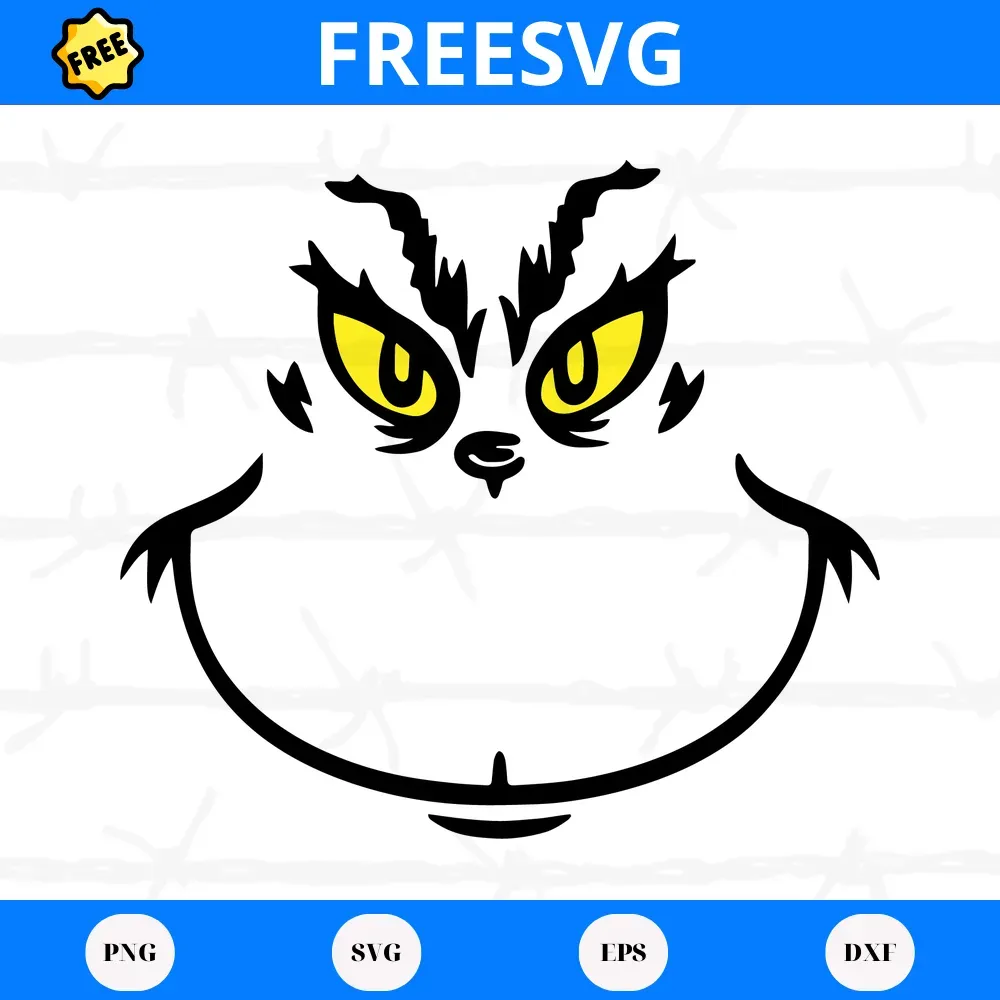 Free File Grinch Face Christmas, Svg Png Dxf Eps Digital Download ...