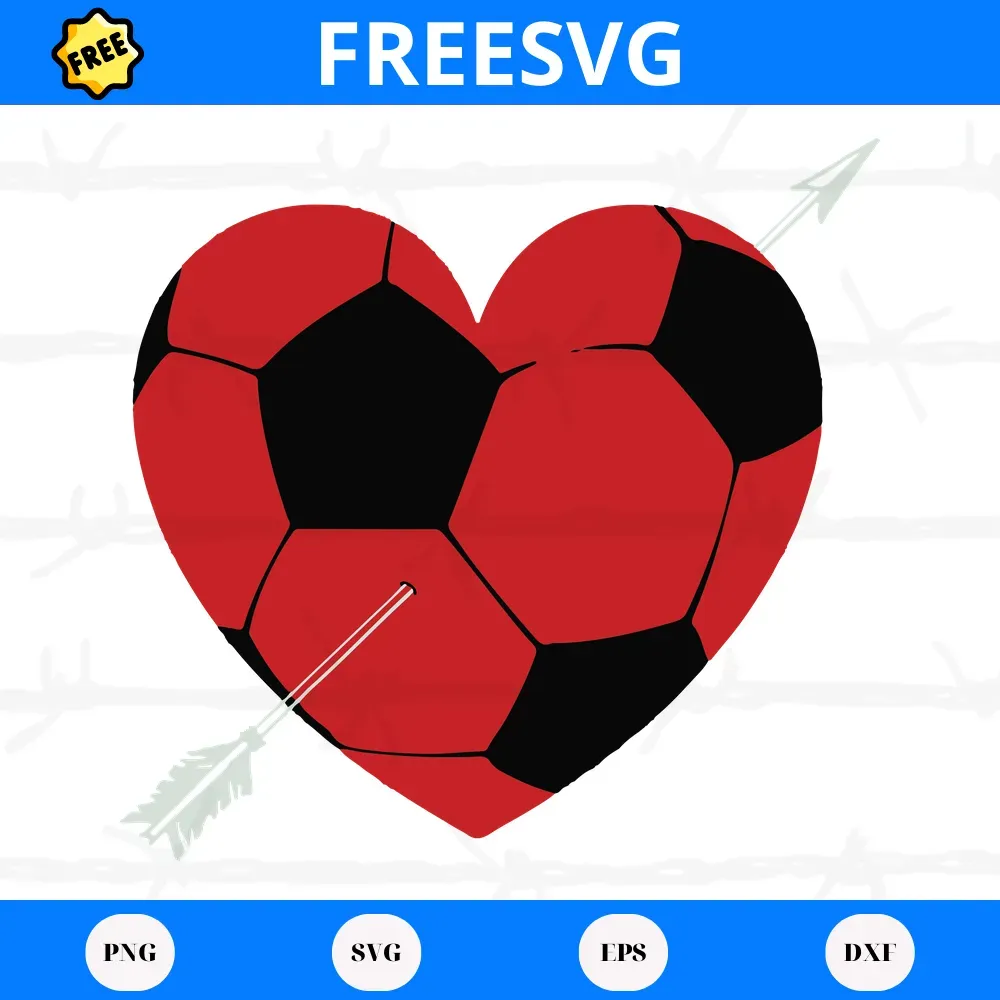 Free Valentine Football Heart, Svg Png Dxf Eps Cricut Silhouette ...